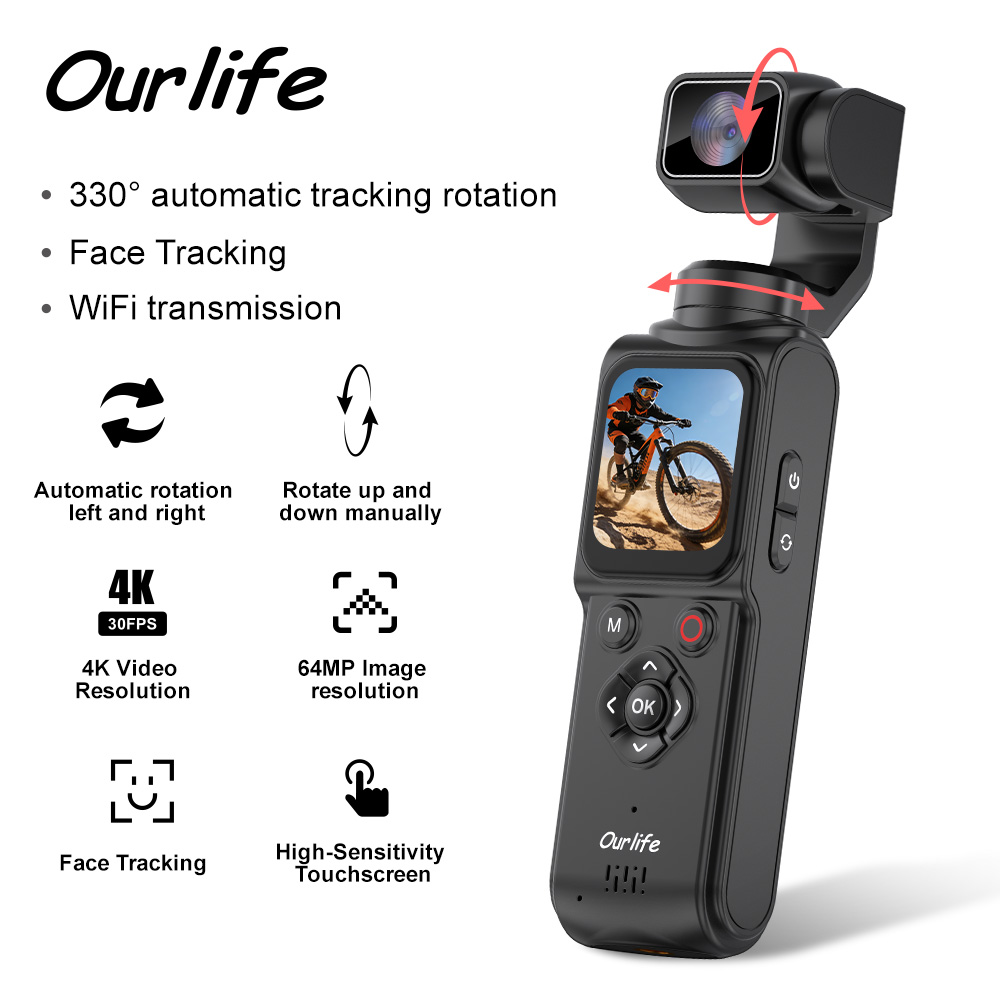 Runcam Camera - Ourlife 4K Actiecamera 330 ° Face