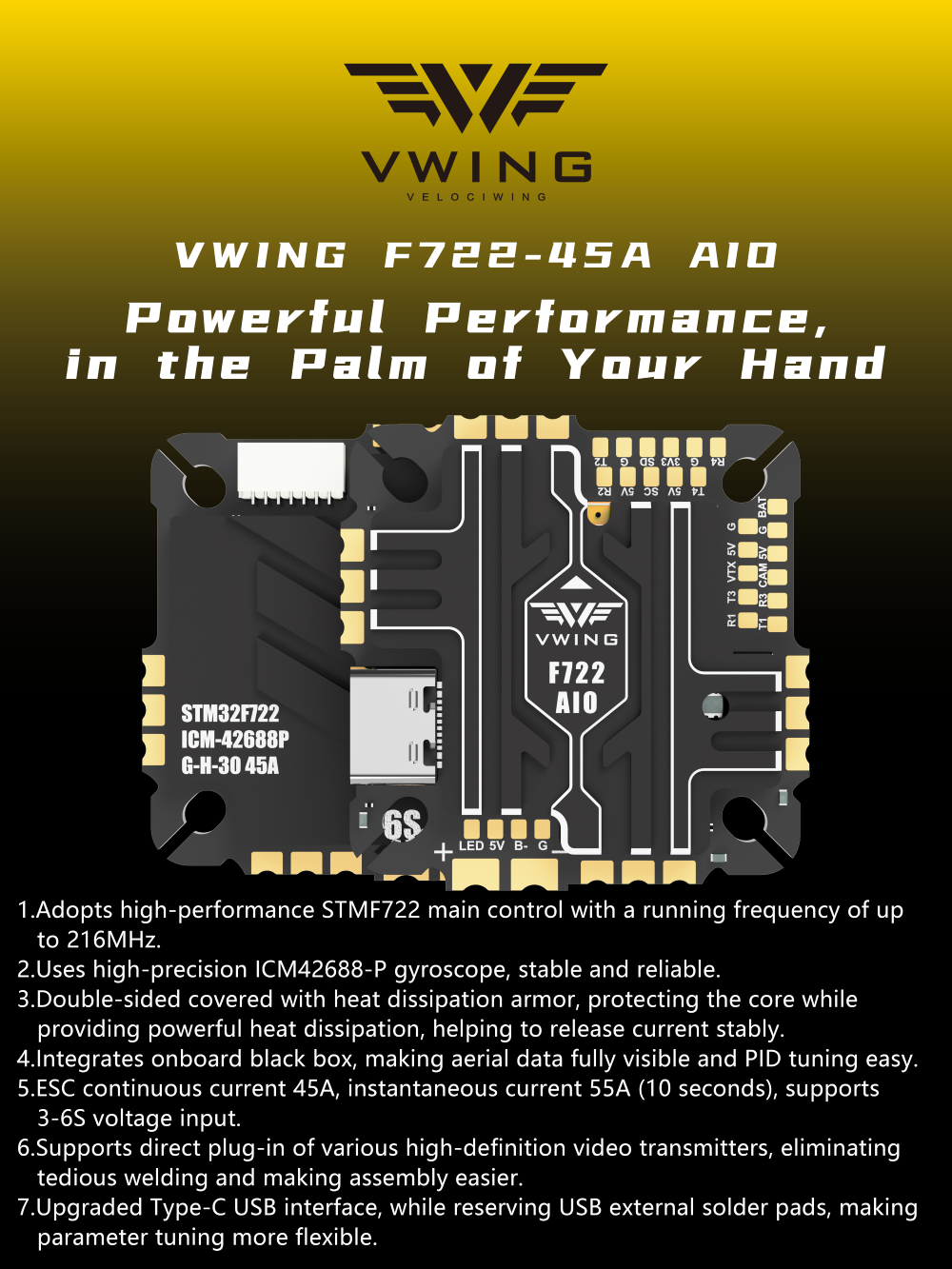VWING F722 AIO Flight Controll - Betaflight Fc recensie en prijs