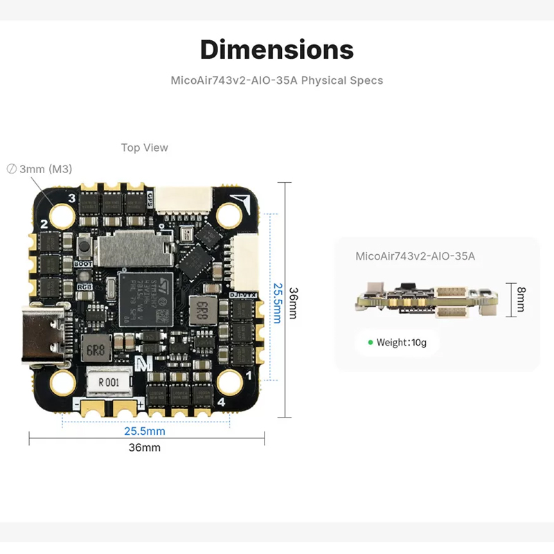 MicoAir743v2-AIO-35A H743 FC e - Betaflight Fc recensie en prijs